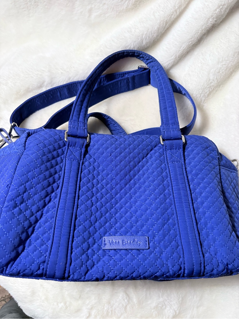 Vera Bradley Cobalt Quilted Satchel with Shoulder Strap